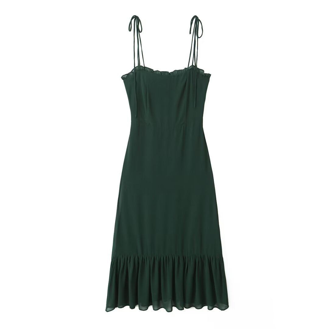 Summer Women Clothing Solid Color Backless Dress Midi Dress by Ragazza