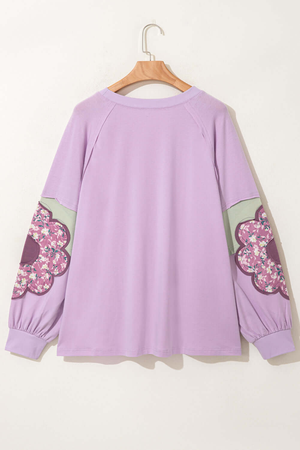 Plus Size Floral Patch Colorblock Long Sleeve Top by Pretty Bash