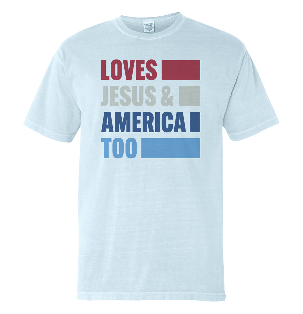 Loves Jesus & America Too Bold (Front) by Shield Republic