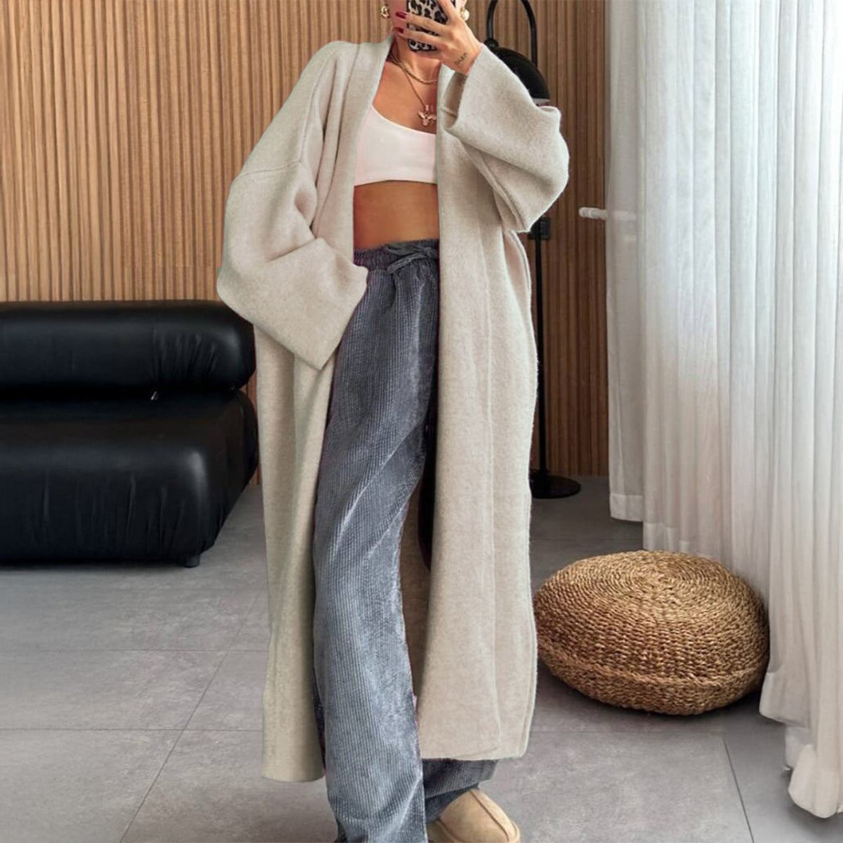 Long Sleeve Wool Overcoat Trench Coat Sweaters Women Clothing Autumn Winter by Wanita Store