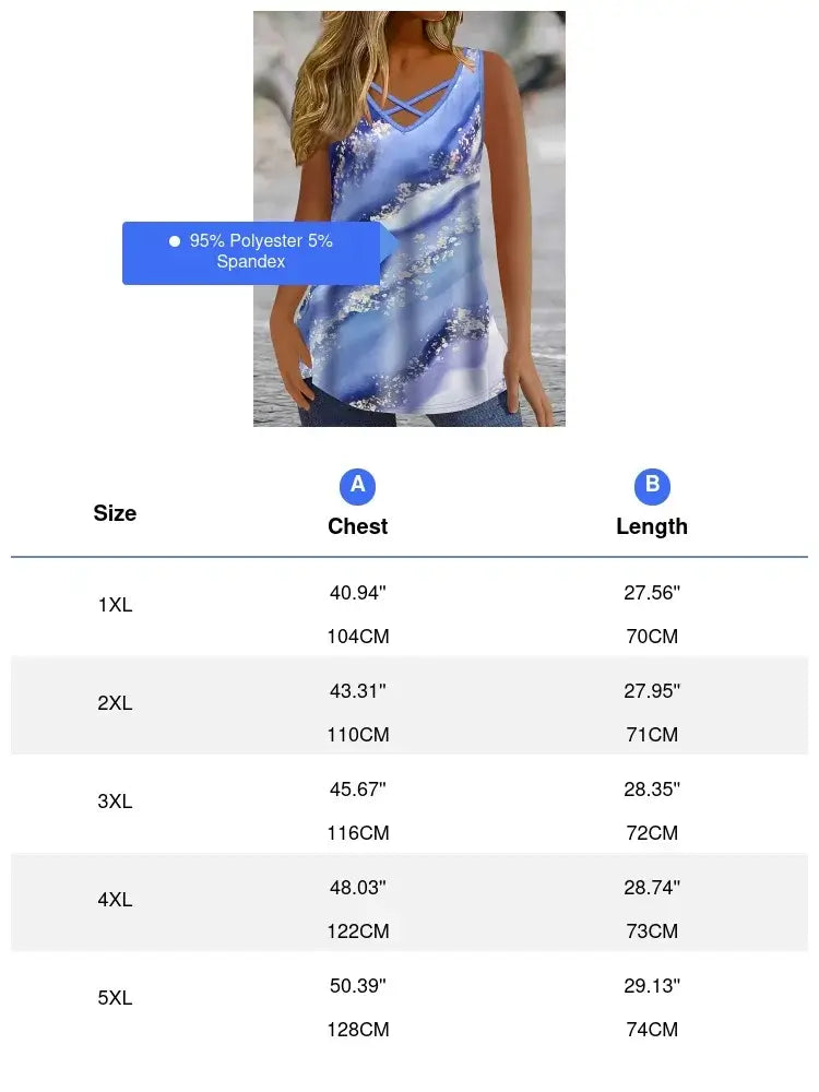 Plus Size Marble Print Tank Top Criss Cross Sleeveless by Trendy Attic Store01