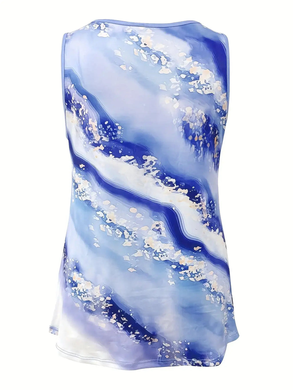 Plus Size Marble Print Tank Top Criss Cross Sleeveless by Trendy Attic Store01