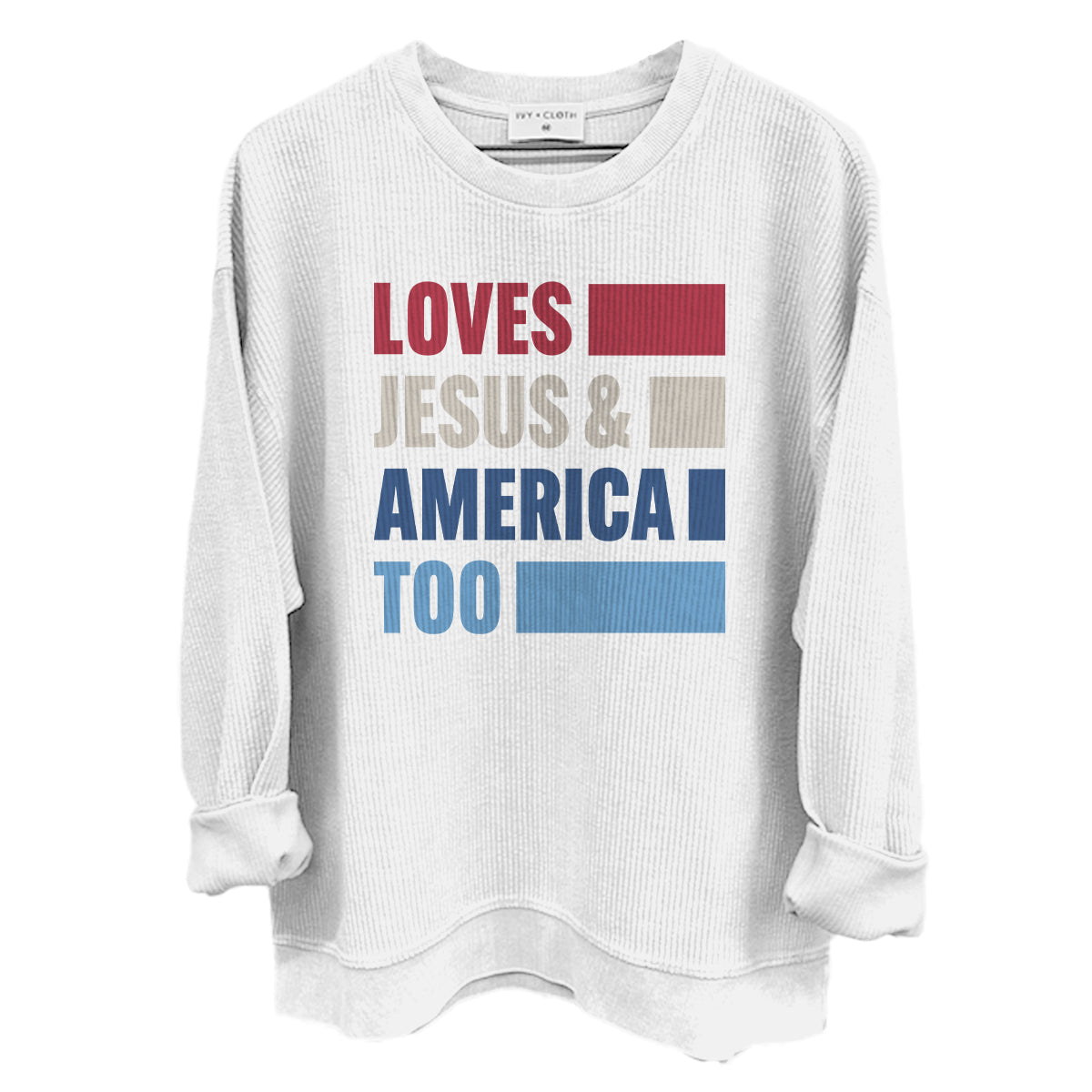 Loves Jesus & America Too Bold (Front) by Shield Republic