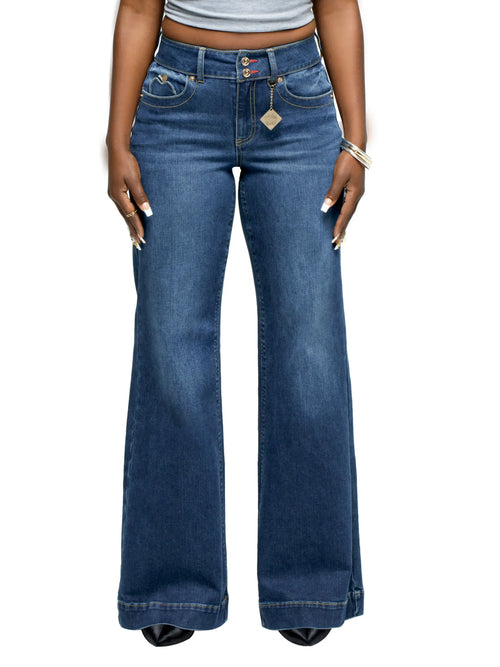 Forbidden Fit Wide Leg Jean - Savage Wash by Apple Bottom Jeans