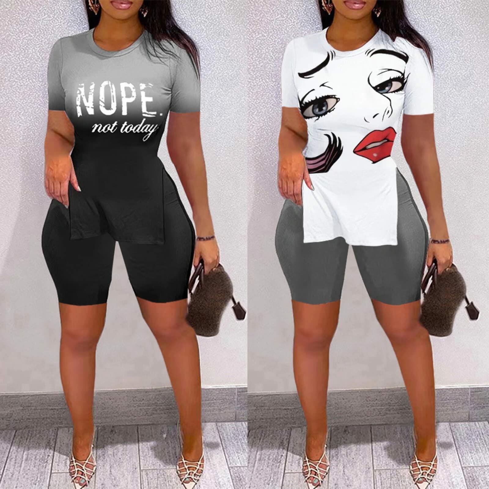 MRSYVES 2PC White Pullover & Leggings Set Short Sleeve Size S by Deal US